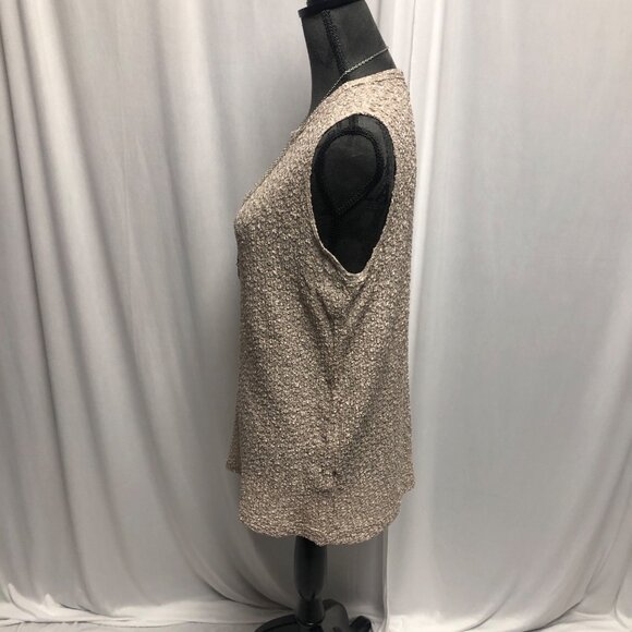 Joan Walters Sleeveless Top Womens Medium Champagne Taupe Stretchy Textured Tank - Picture 3 of 6